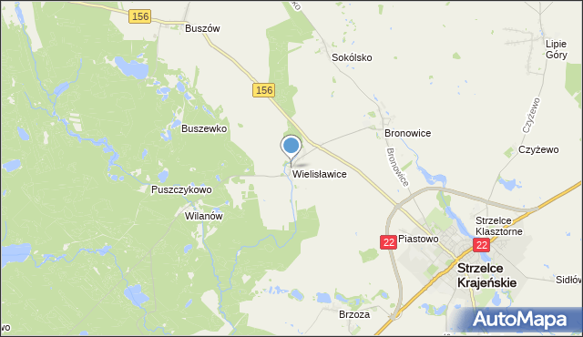 mapa Wielisławice, Wielisławice gmina Strzelce Krajeńskie na mapie Targeo
